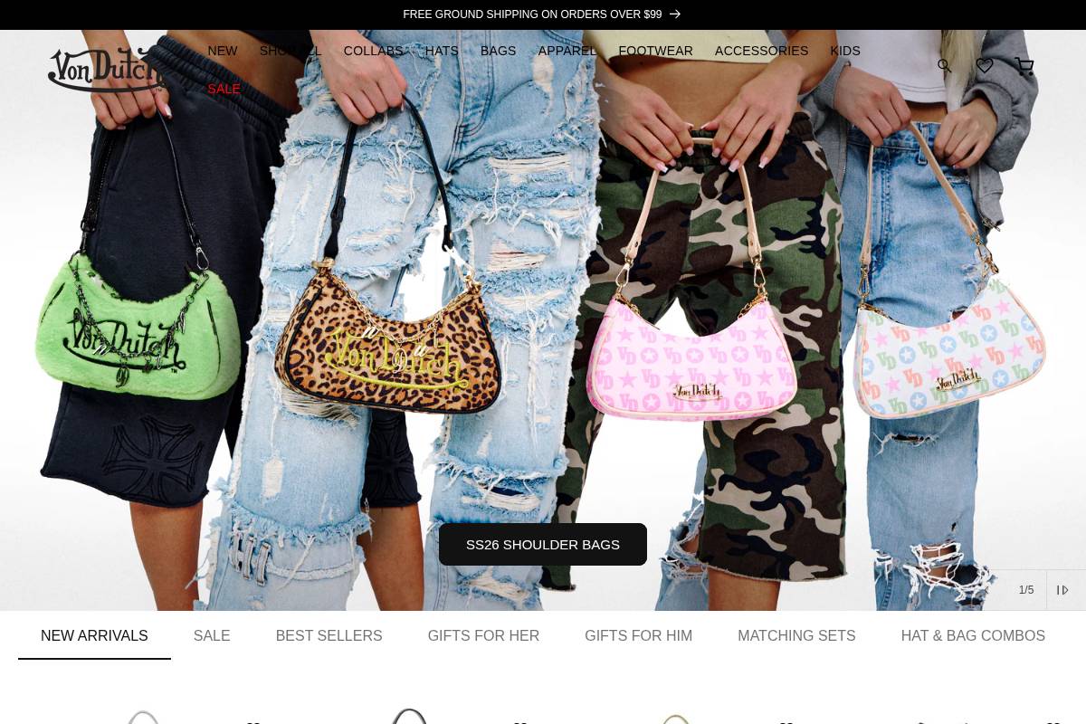 Von Dutch homepage screenshot