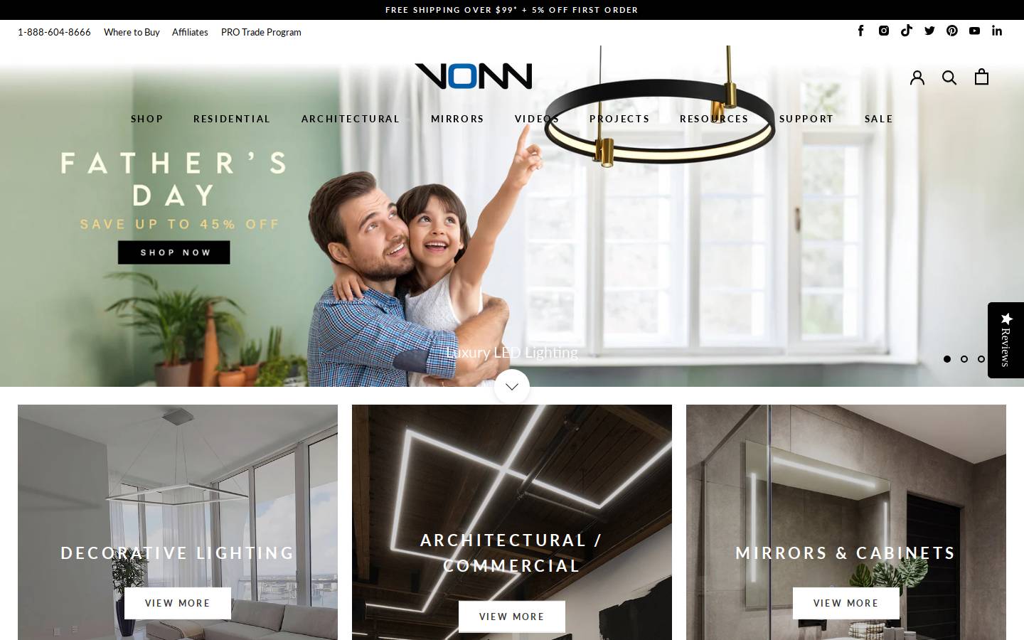 vonnlighting.com homepage screenshot