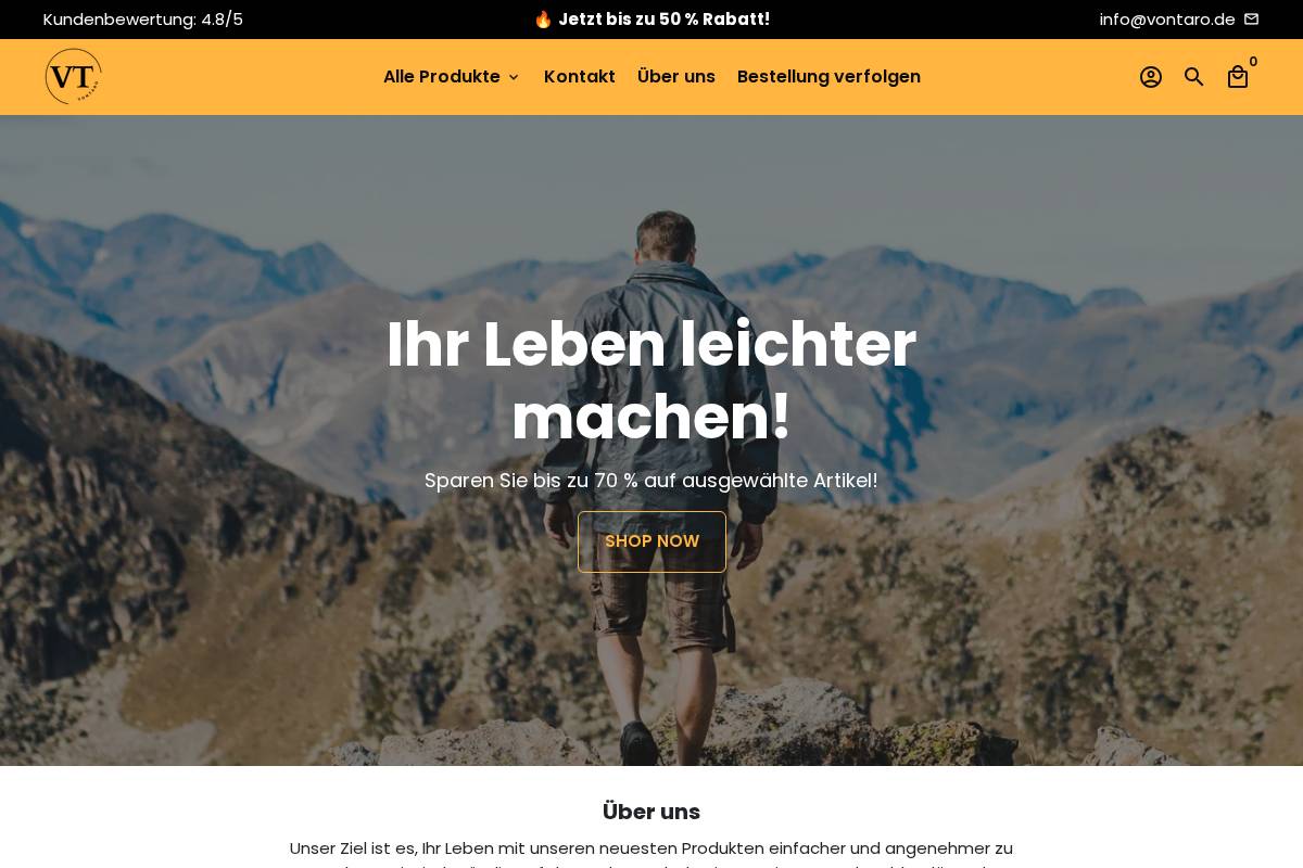 Vontaro homepage screenshot