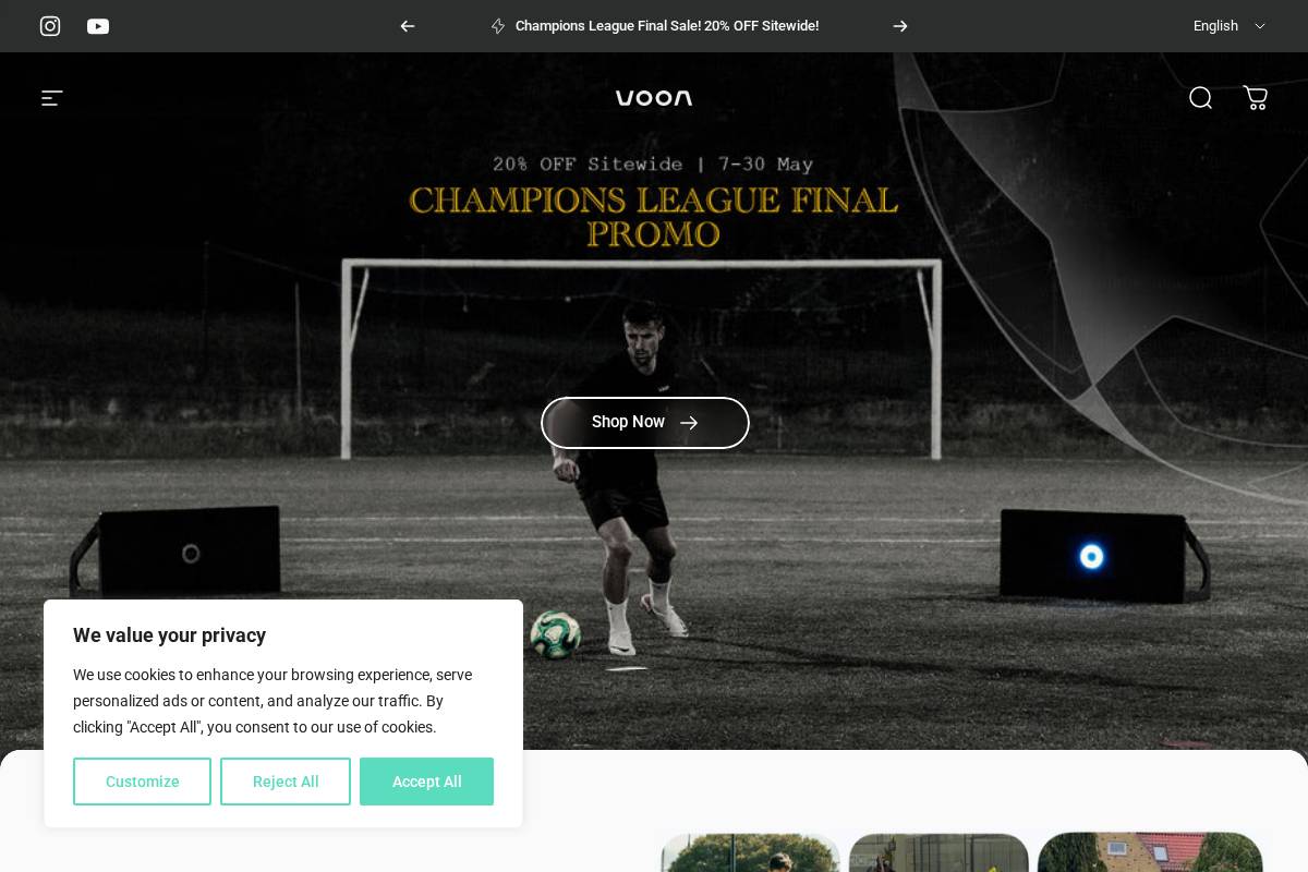 voonsports.com homepage screenshot