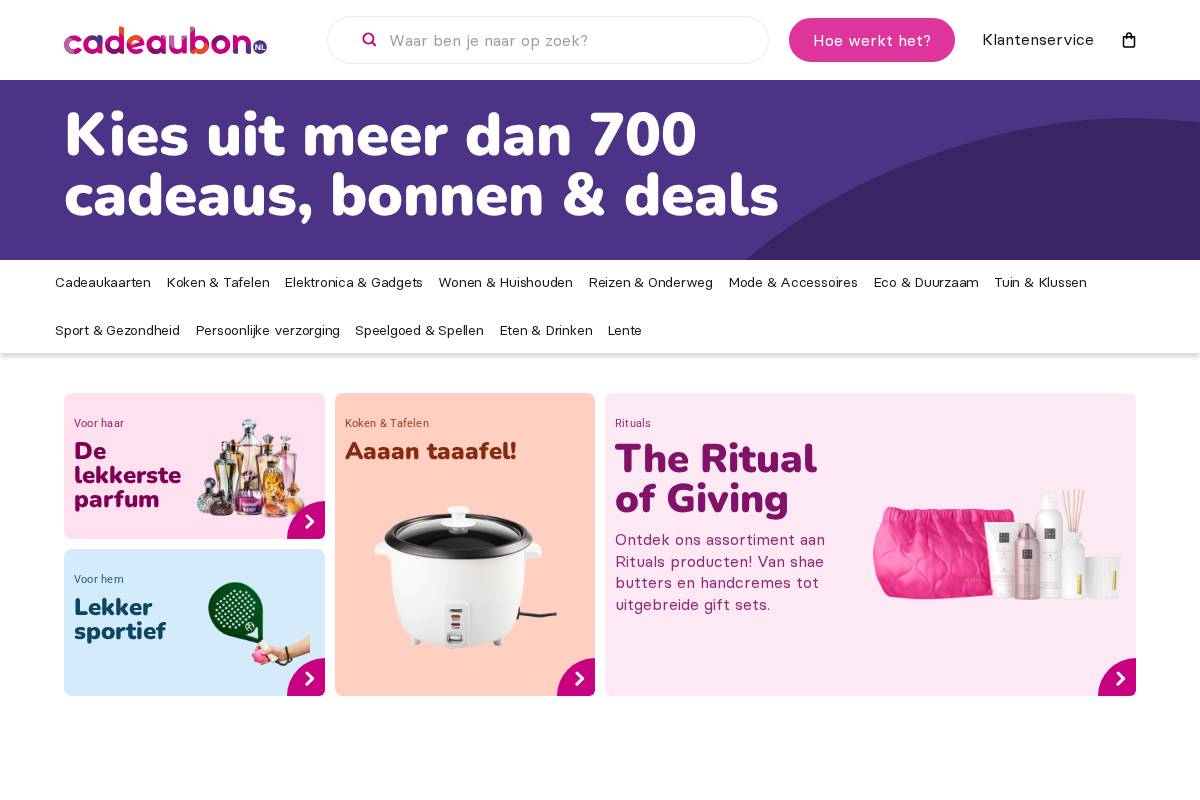 voordeelshop.cadeaubon.nl homepage screenshot