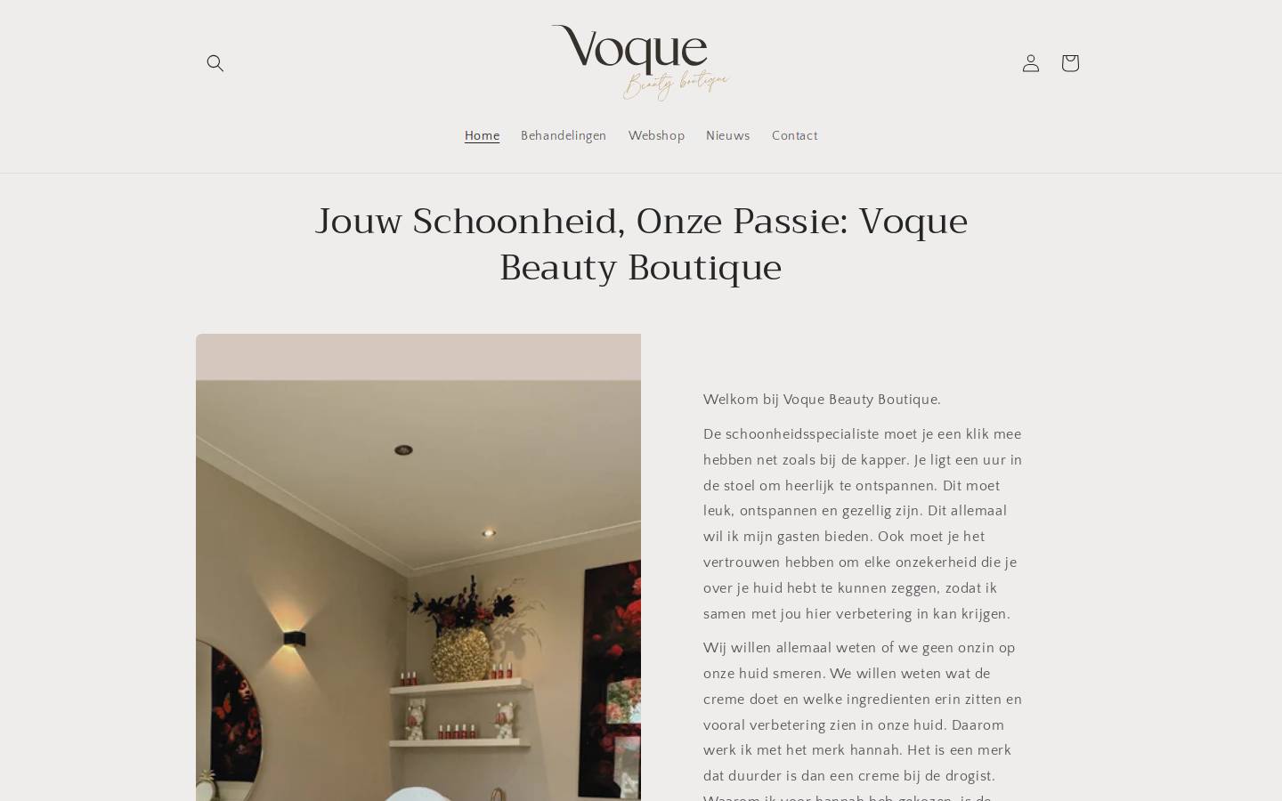 voquebeautyboutique.com homepage screenshot