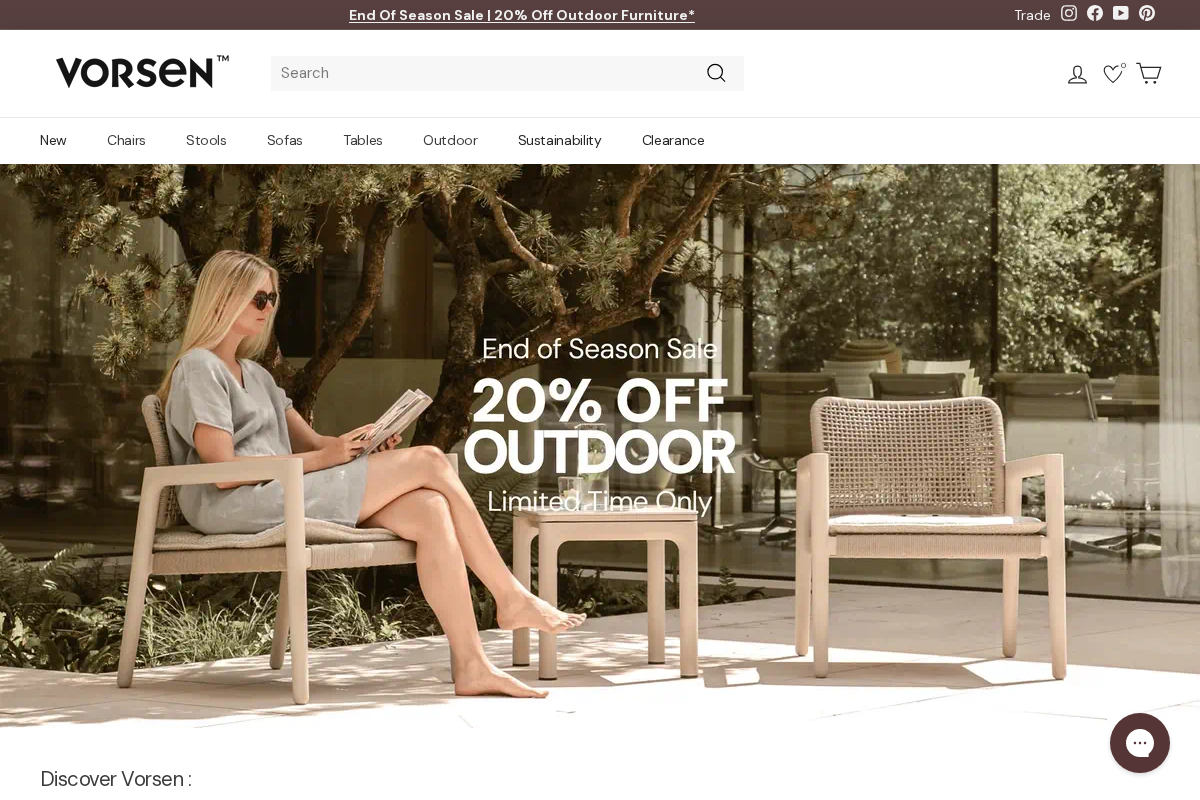 Vorsen homepage screenshot