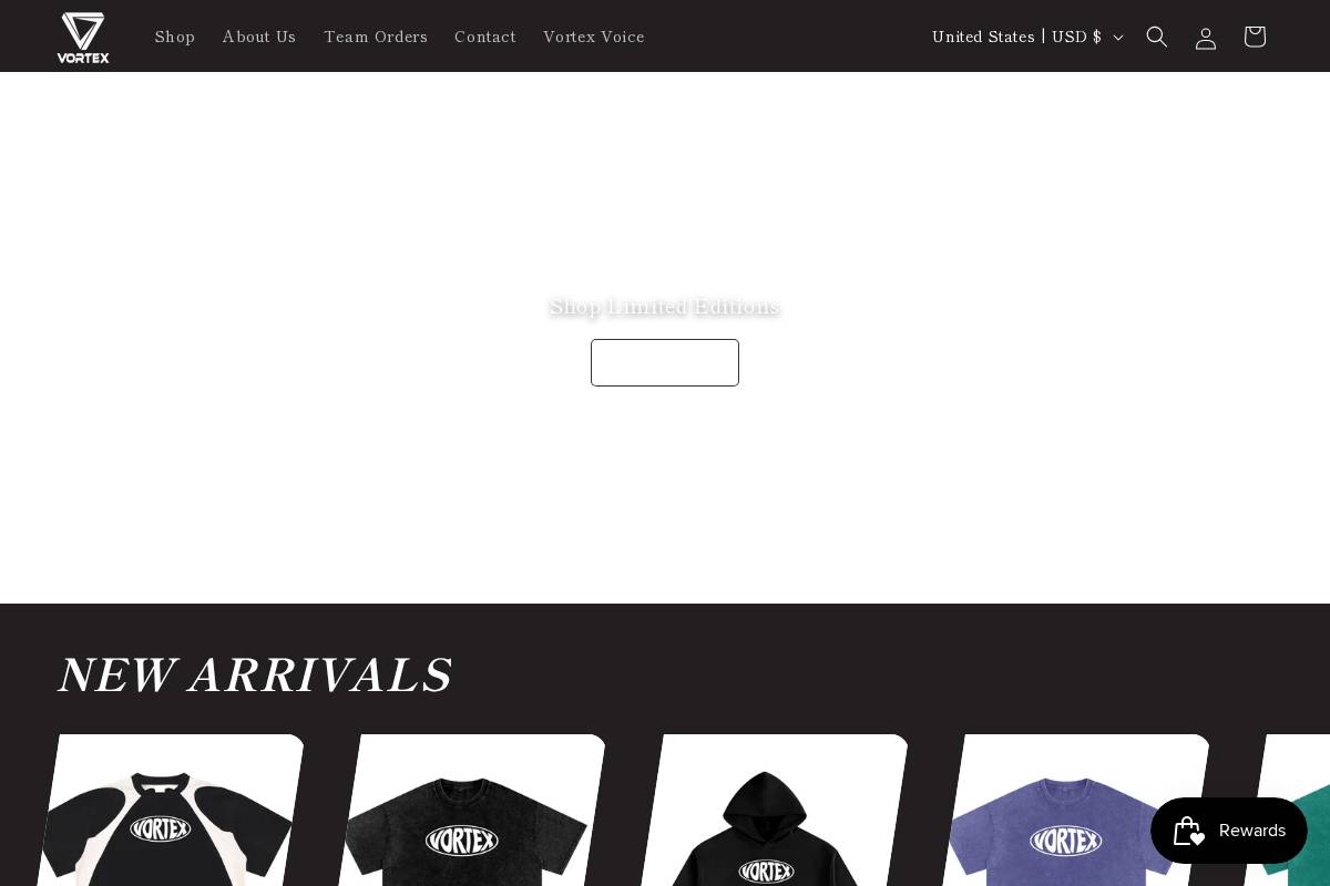 vortexrugby.com homepage screenshot