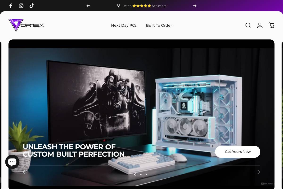 Vortexsystems homepage screenshot