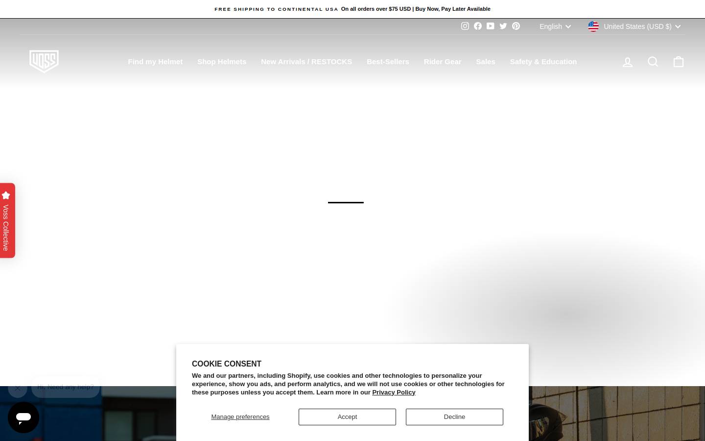voss-helmets.com homepage screenshot