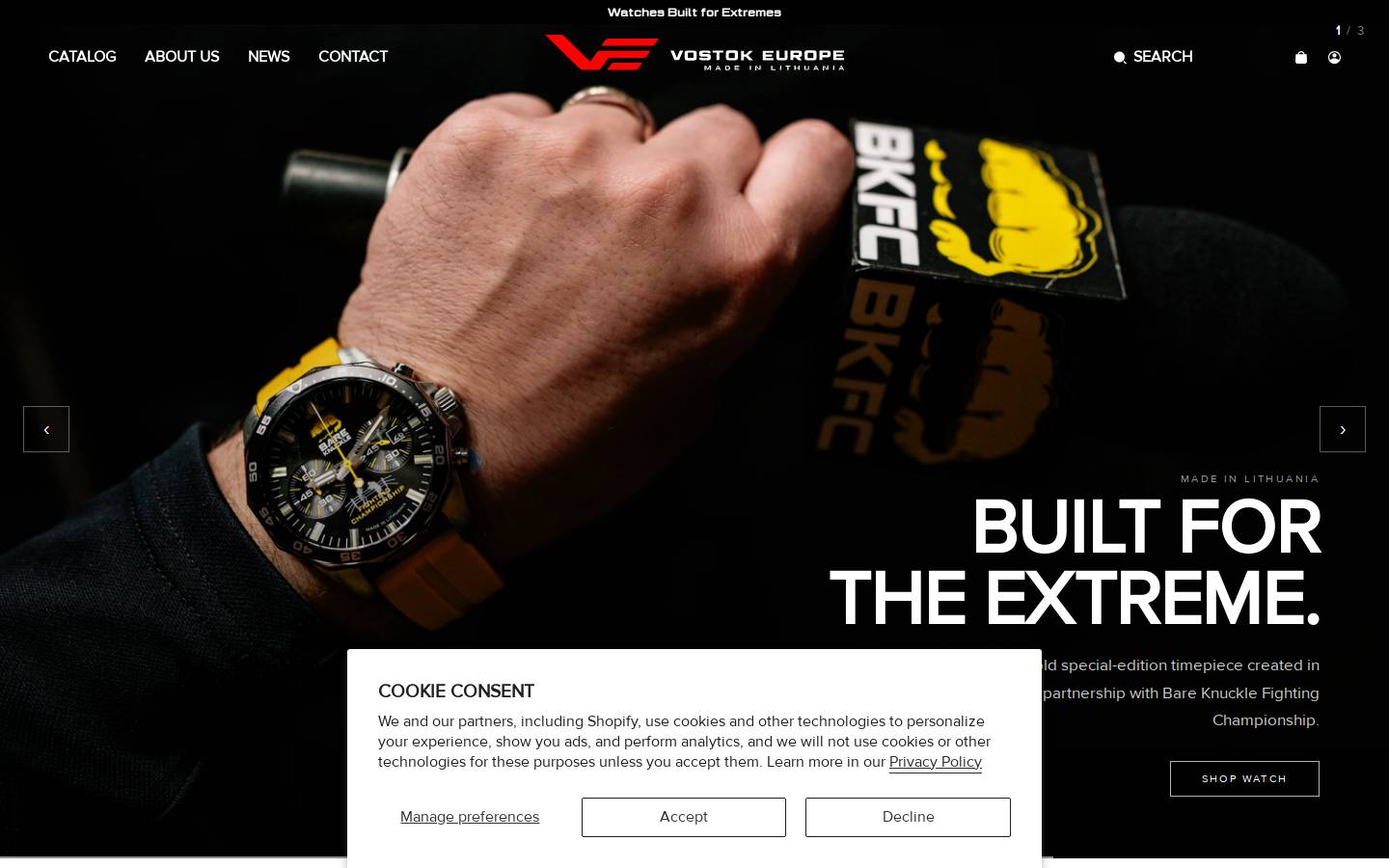 Vostok Europe homepage screenshot