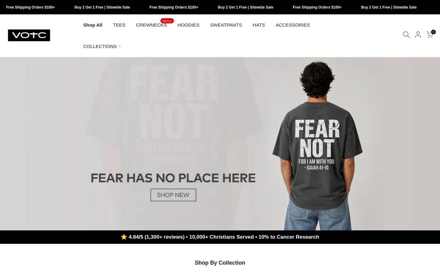 VOTC Clothing homepage screenshot
