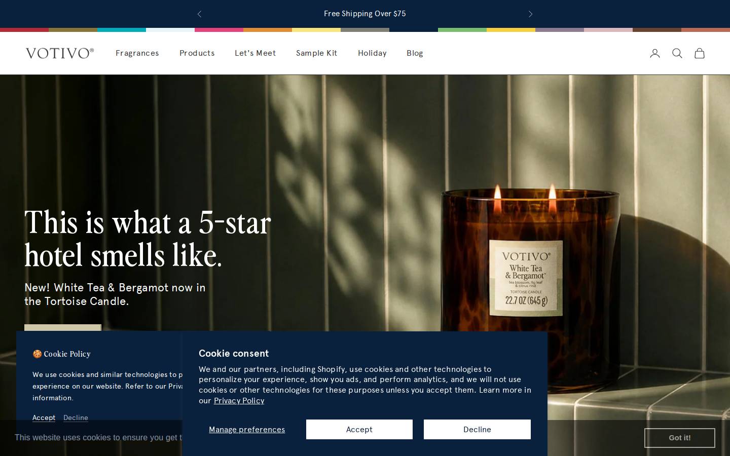 votivo.com homepage screenshot