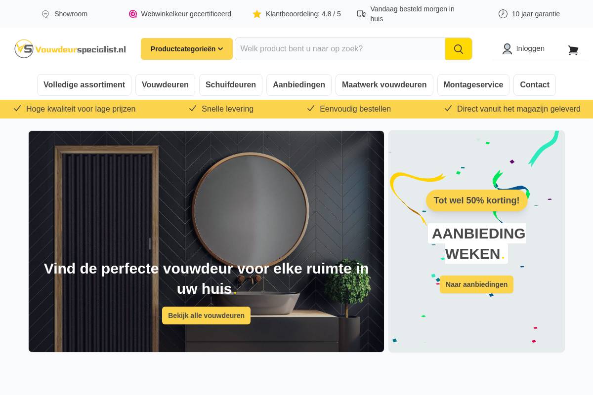 Vouwdeurspecialist.nl homepage screenshot