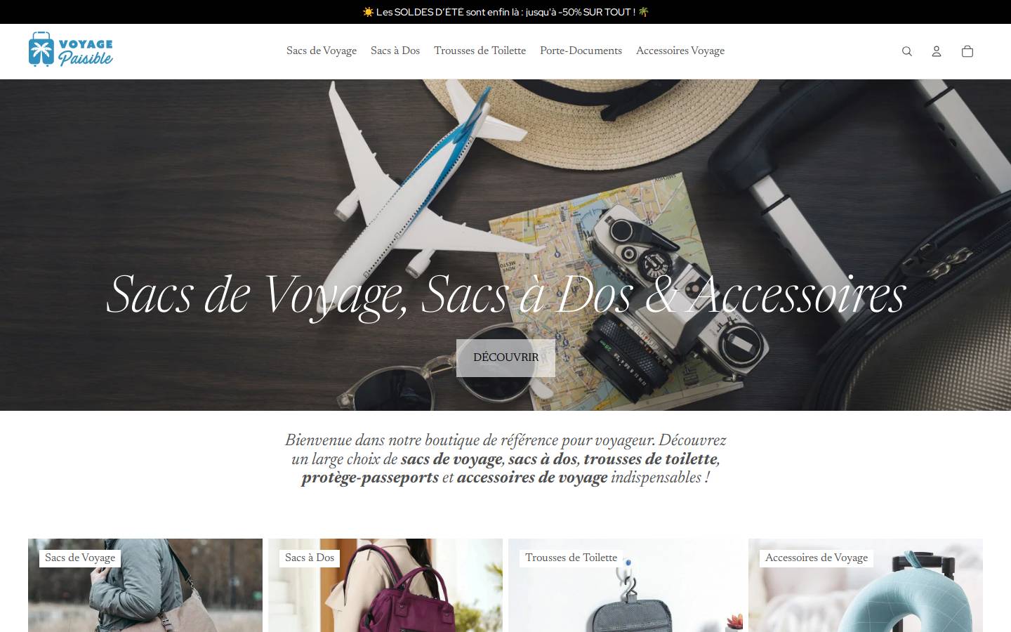 Voyage Paisible homepage screenshot