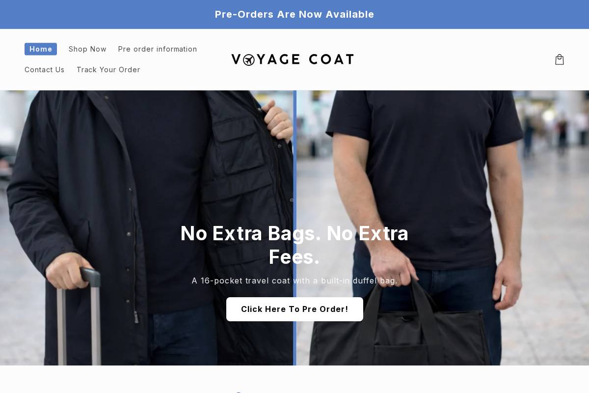 Voyagecoat homepage screenshot