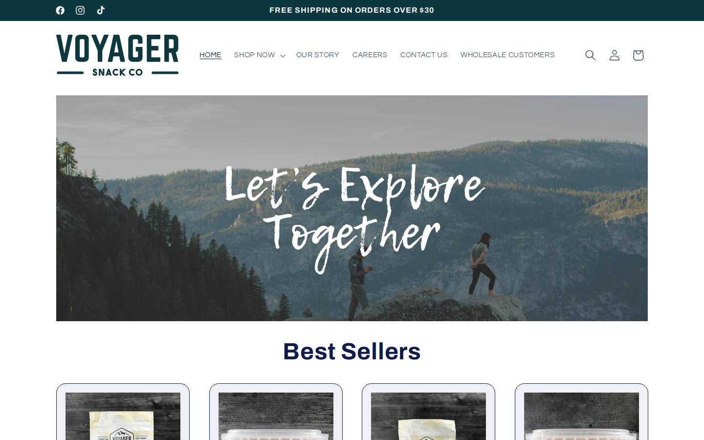voyagersnacks.com homepage screenshot