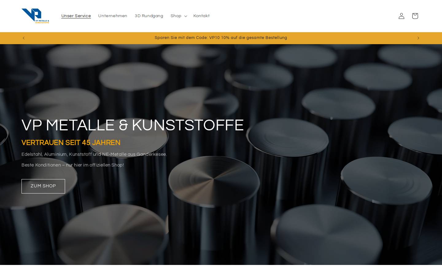 vpmetalle.de homepage screenshot