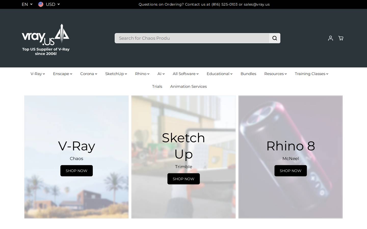vray.us homepage screenshot
