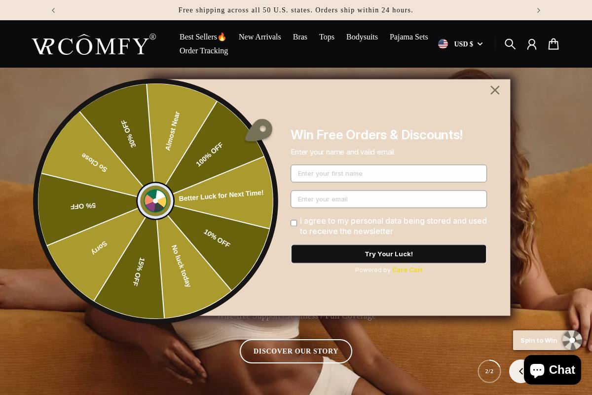 Vrcomfy homepage screenshot