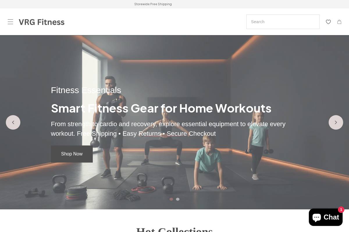 vrgfitness.com homepage screenshot