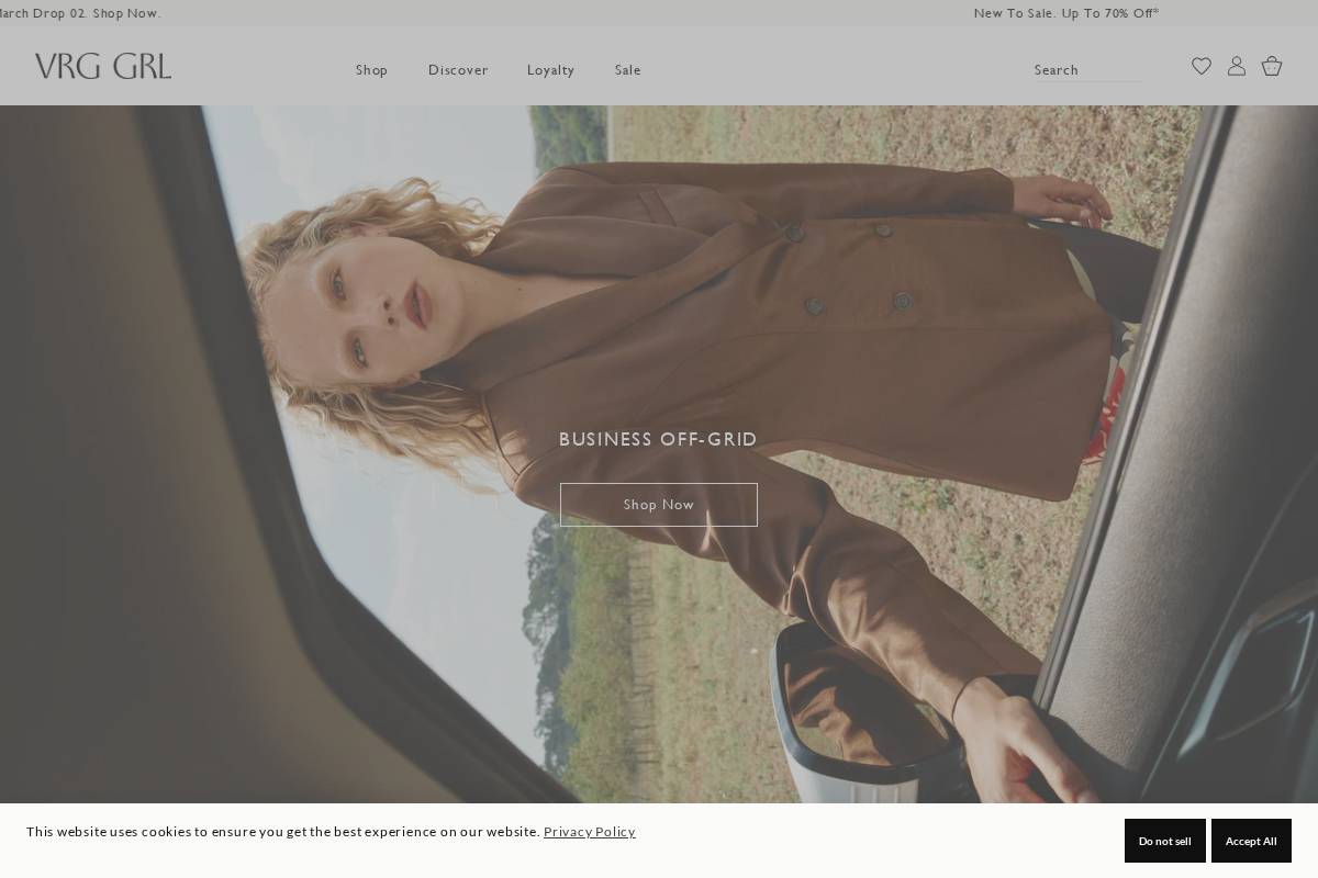 VRG GRL homepage screenshot