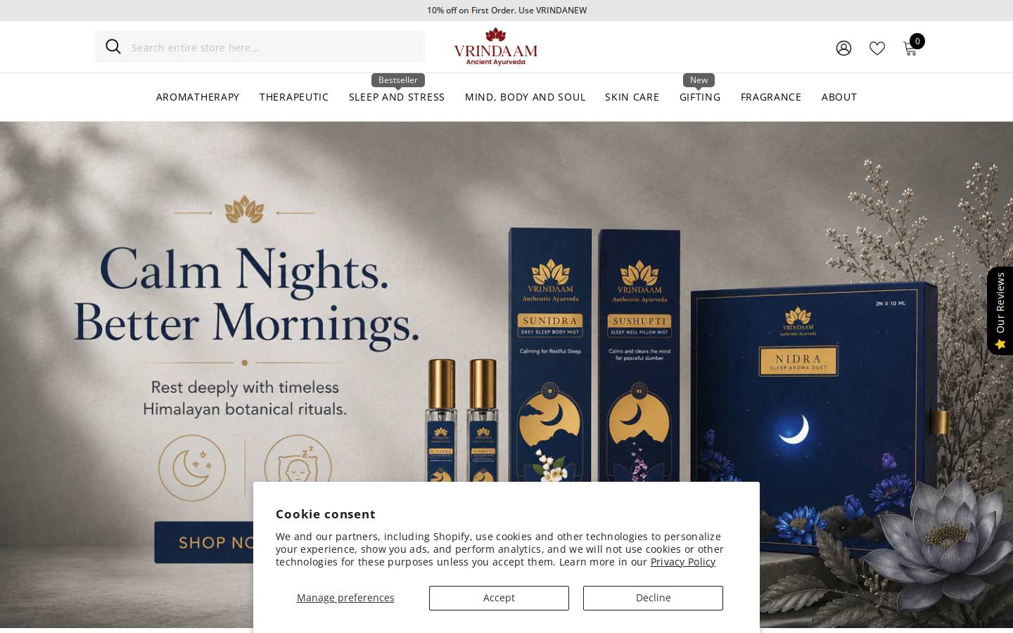 vrindaam.com homepage screenshot