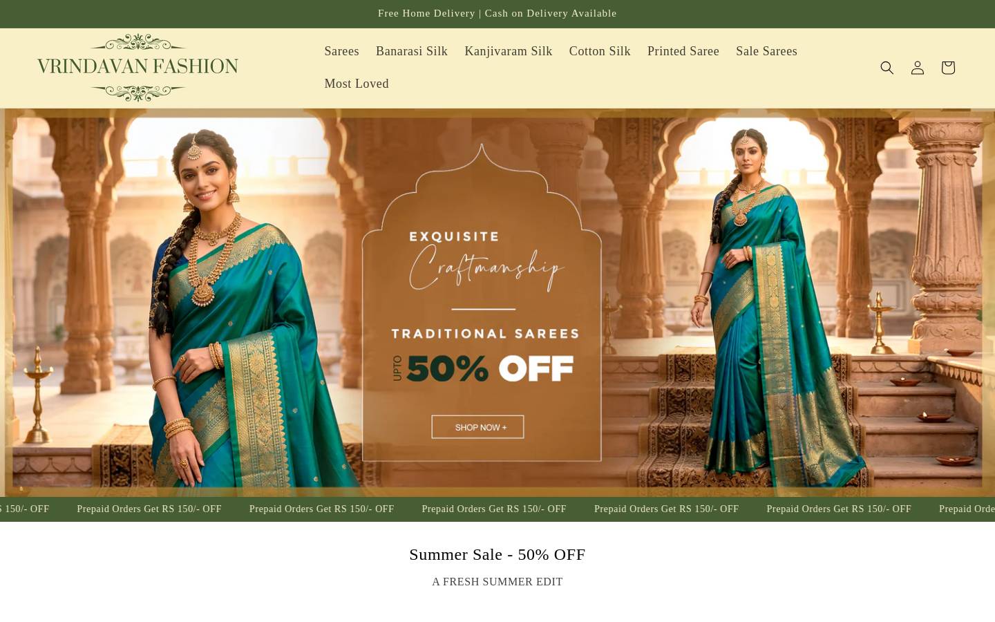 vrindavanfashion.com homepage screenshot