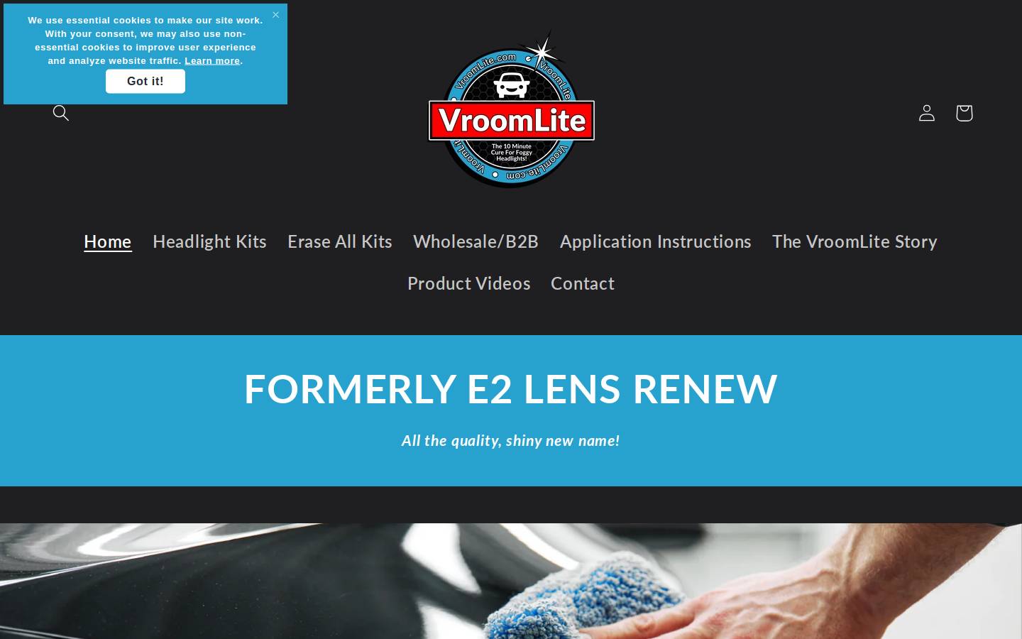 vroomlite.com homepage screenshot