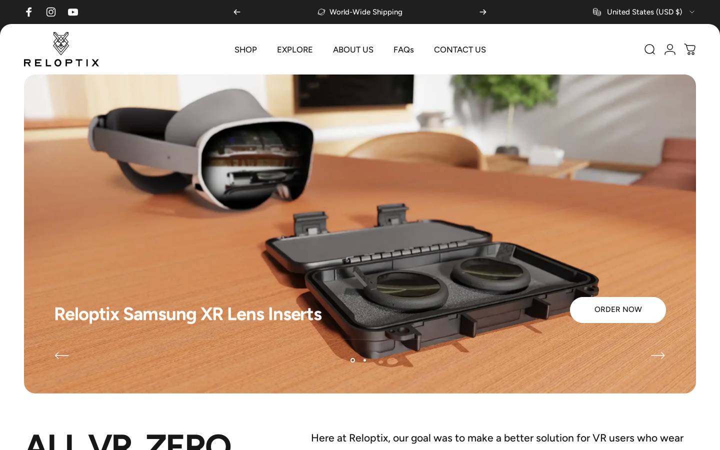vrxlens.com homepage screenshot