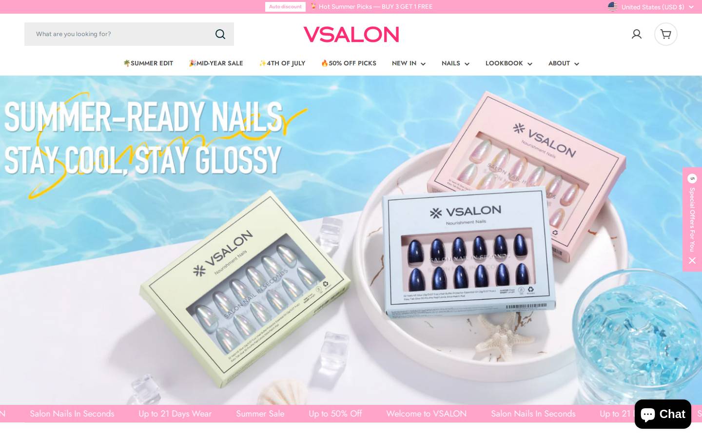 Vsalonnail homepage screenshot
