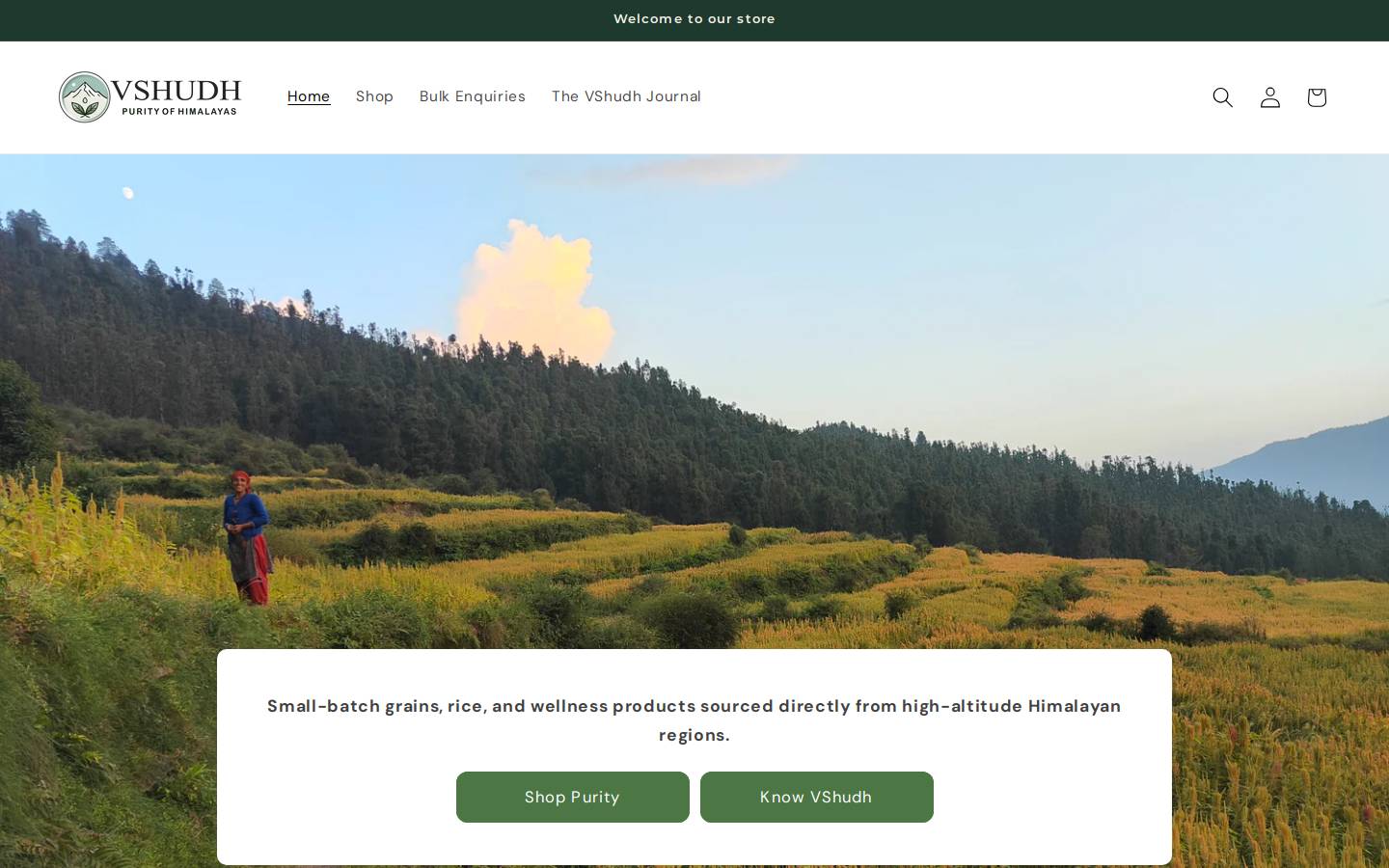 vshudhhimalayan.com homepage screenshot