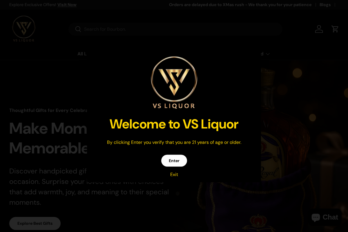 vsliquor.com homepage screenshot