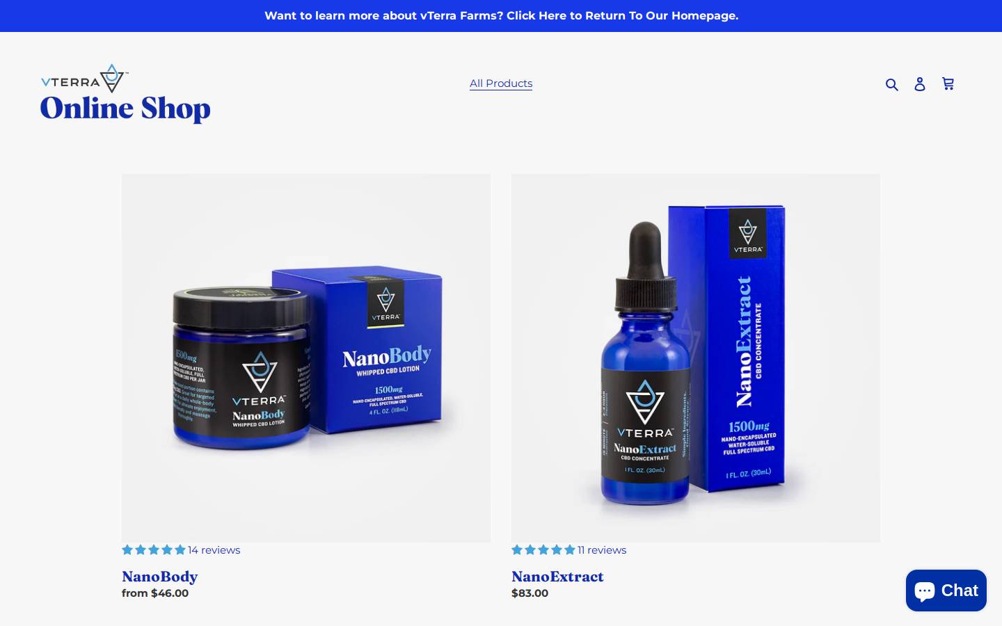 vterrashop.com homepage screenshot