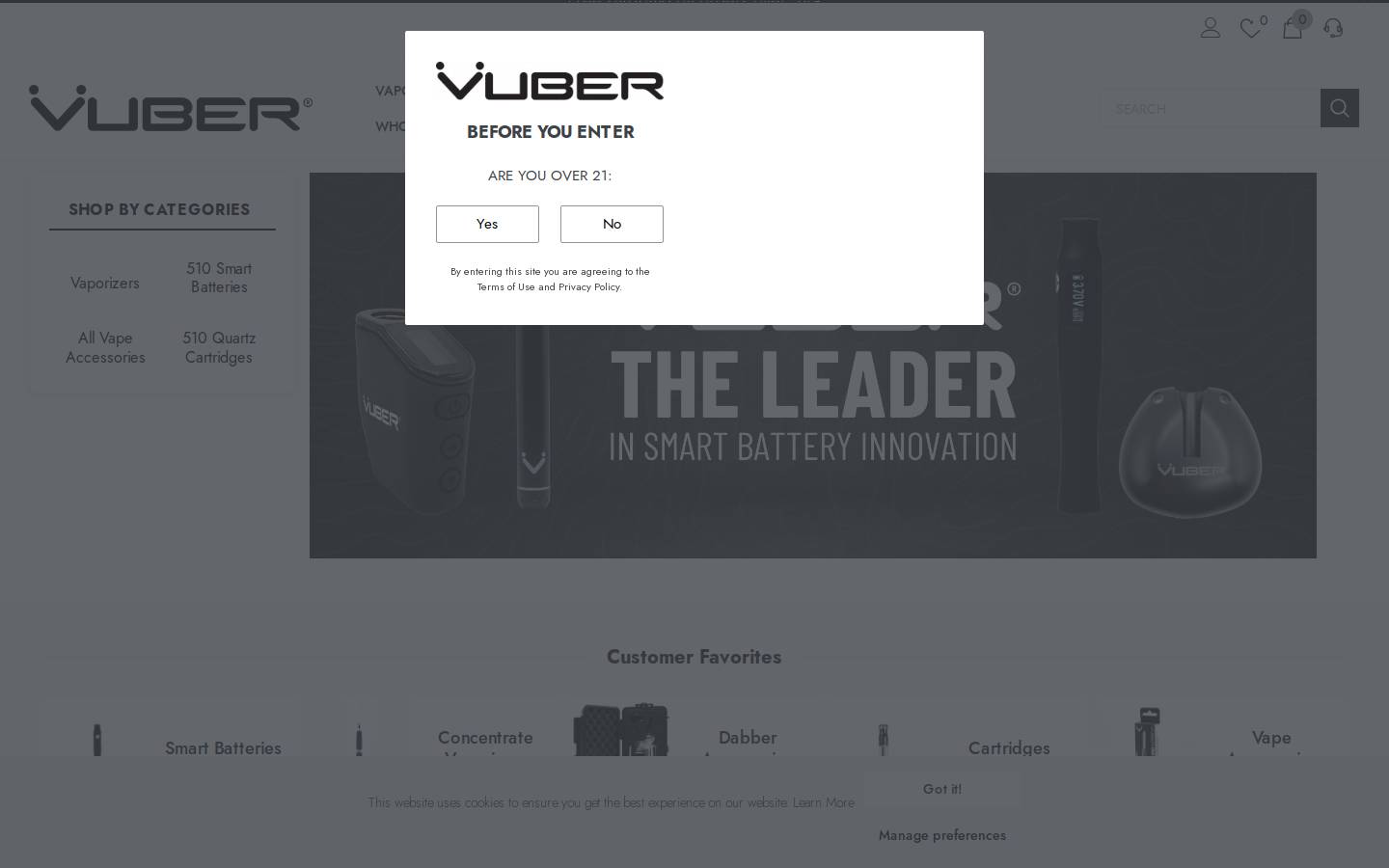 vubervaporizers.com homepage screenshot
