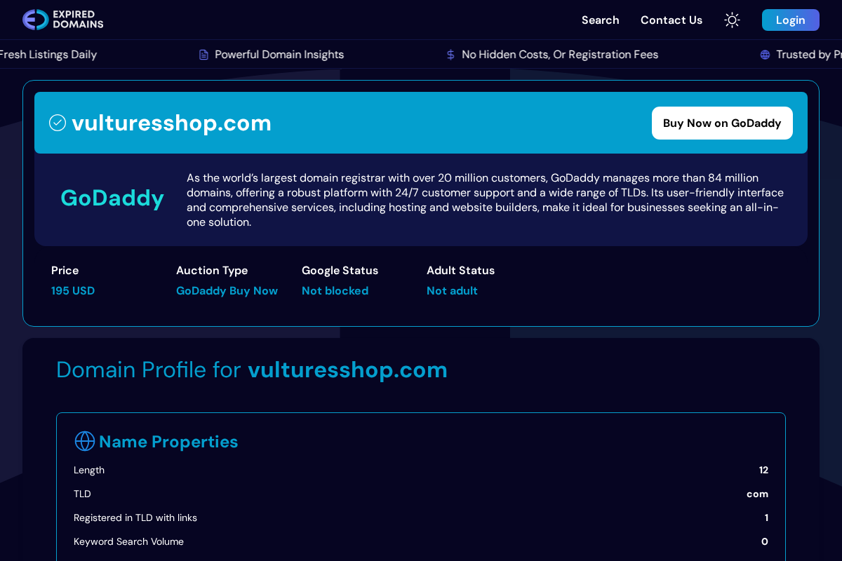 vulturesshop.com homepage screenshot