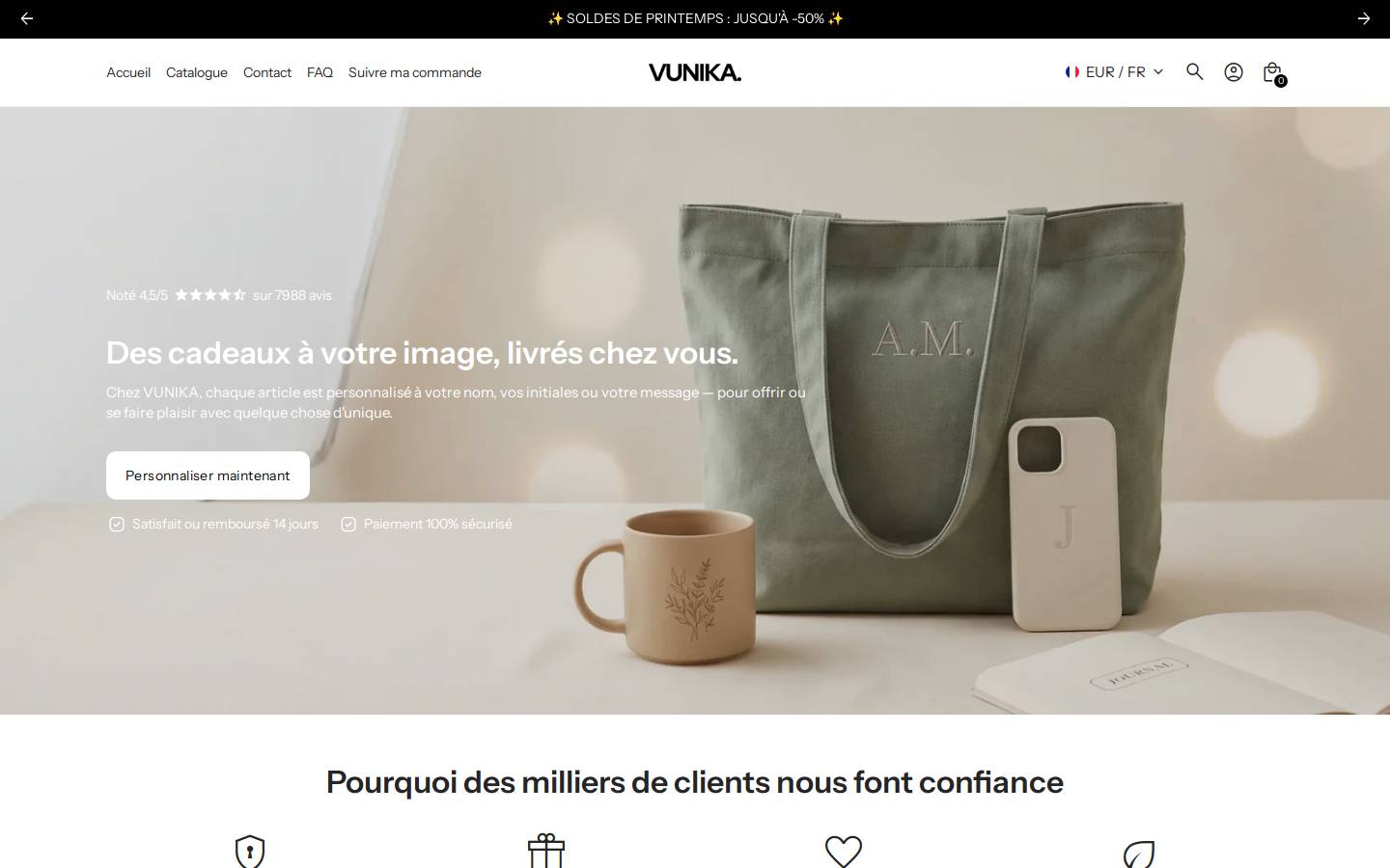 vunika.com homepage screenshot