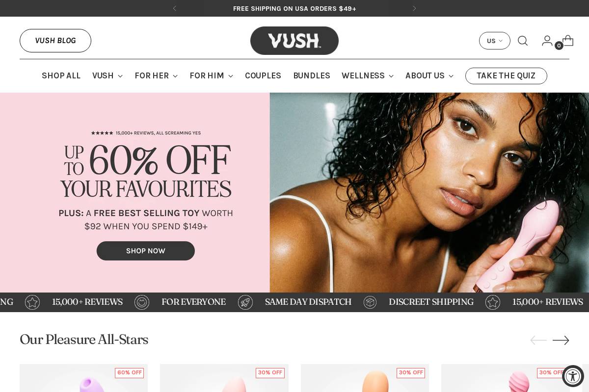VUSH homepage screenshot
