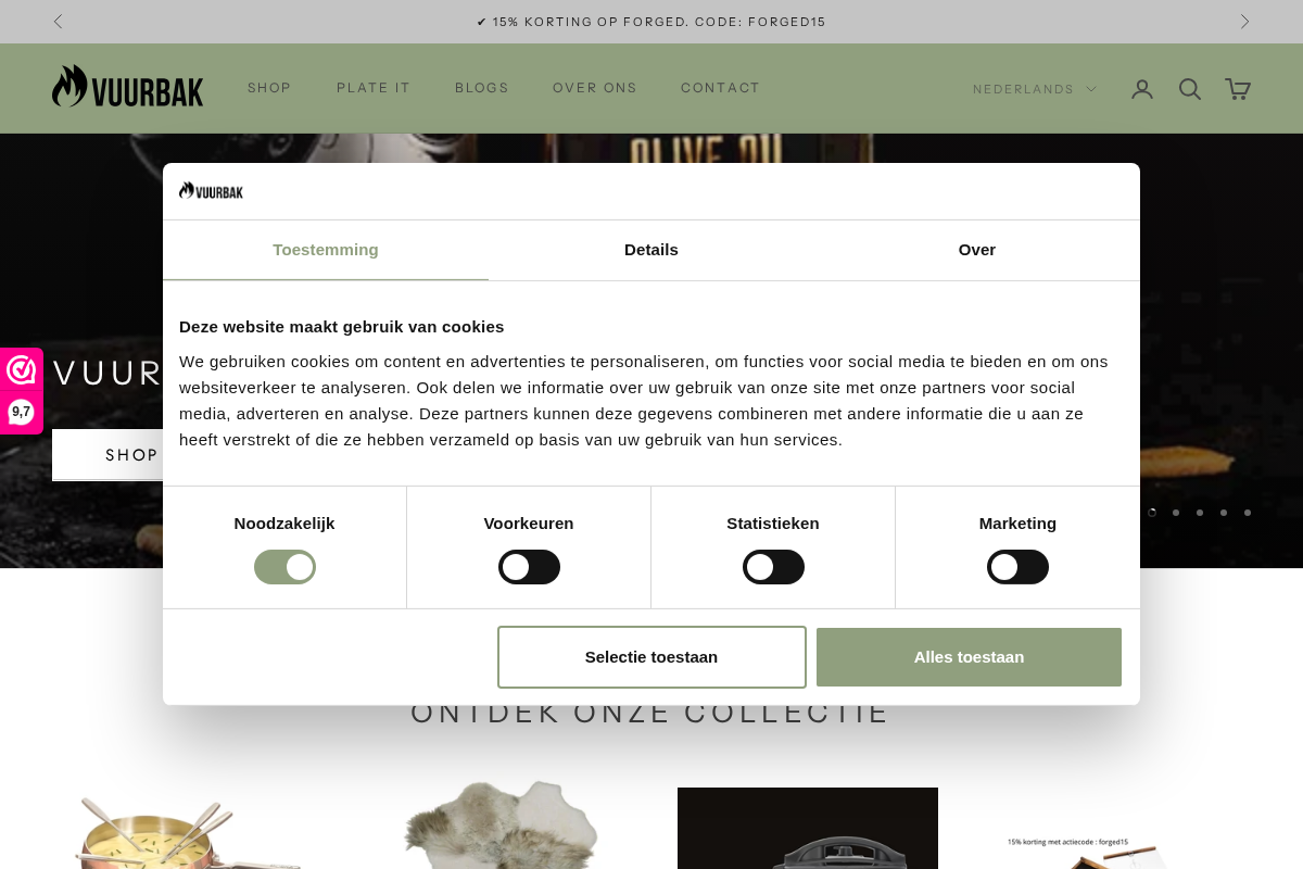 Vuurbak homepage screenshot