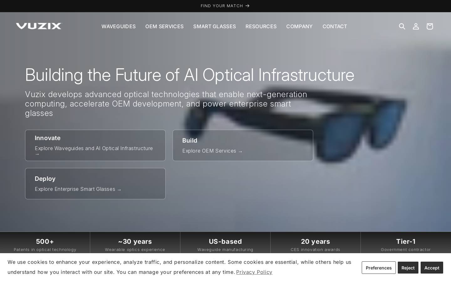 vuzix.com homepage screenshot