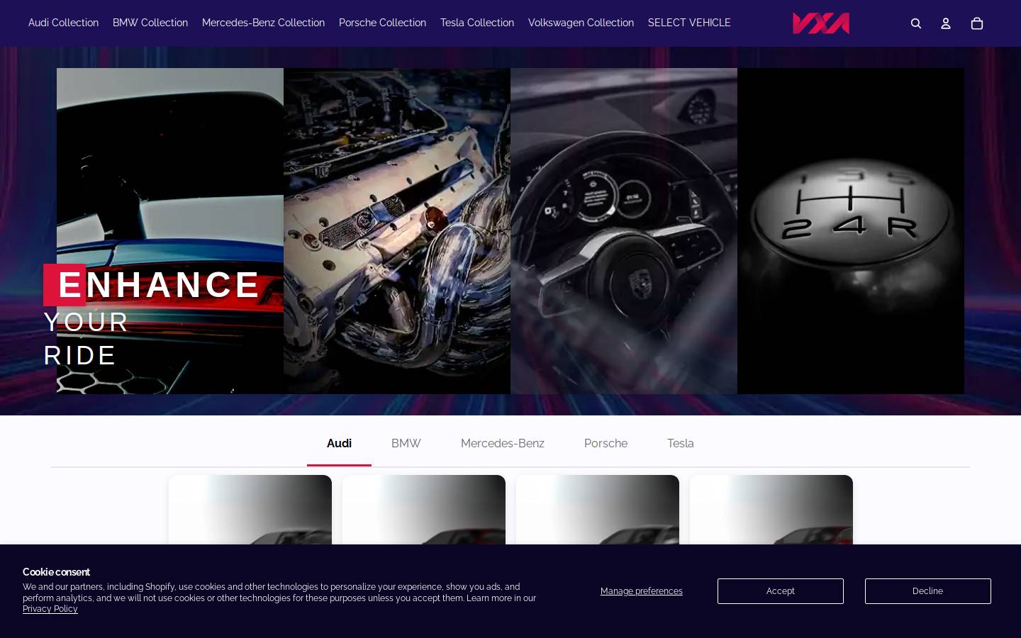 vxaparts.com homepage screenshot