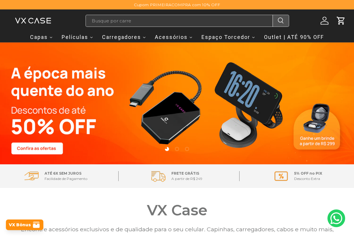 VX Case homepage screenshot