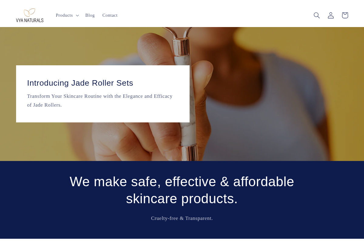 Vya Naturals homepage screenshot