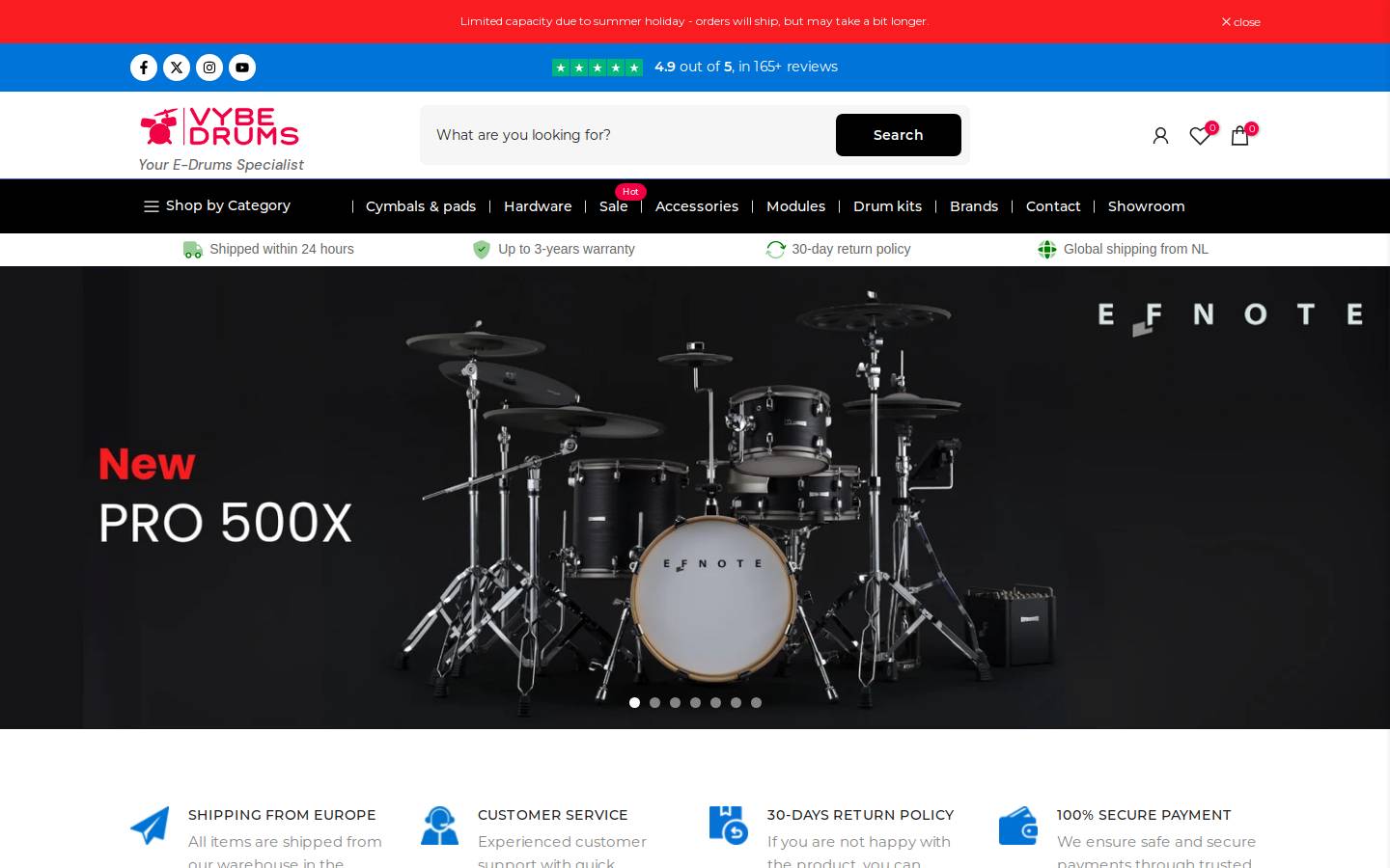 vybedrums.nl homepage screenshot