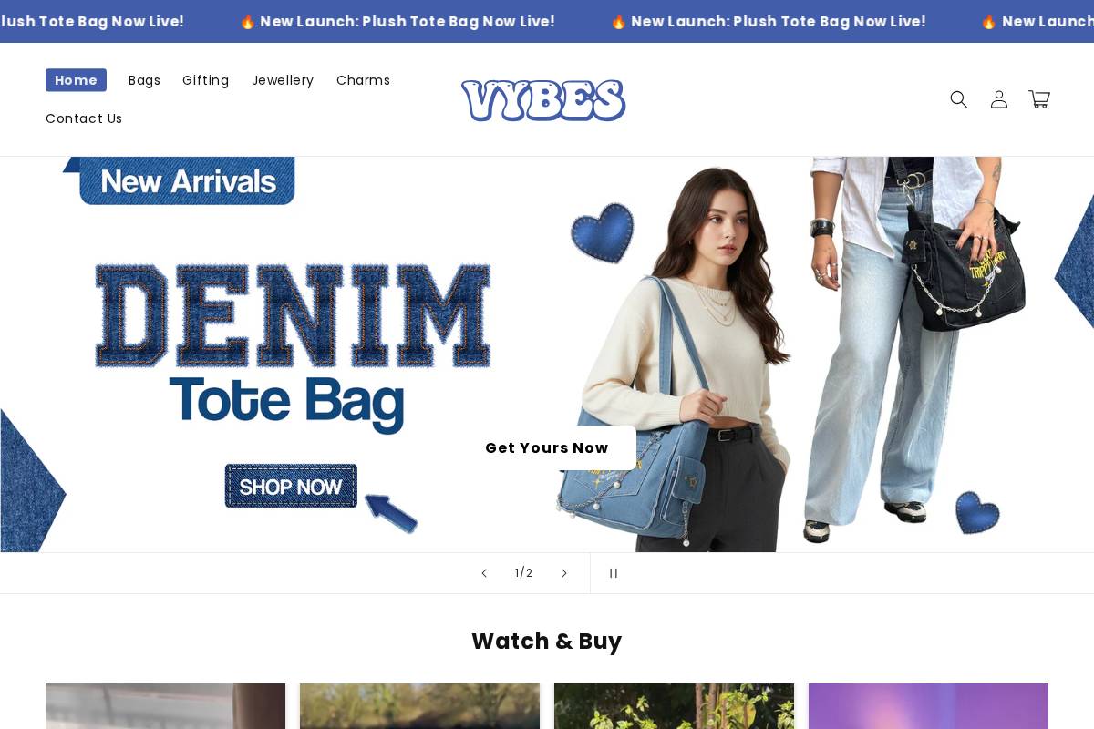 Vybes homepage screenshot