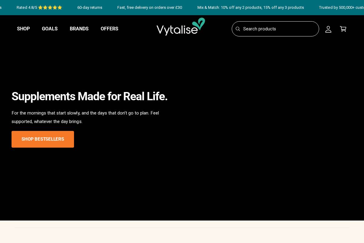 vytalise.co.uk homepage screenshot
