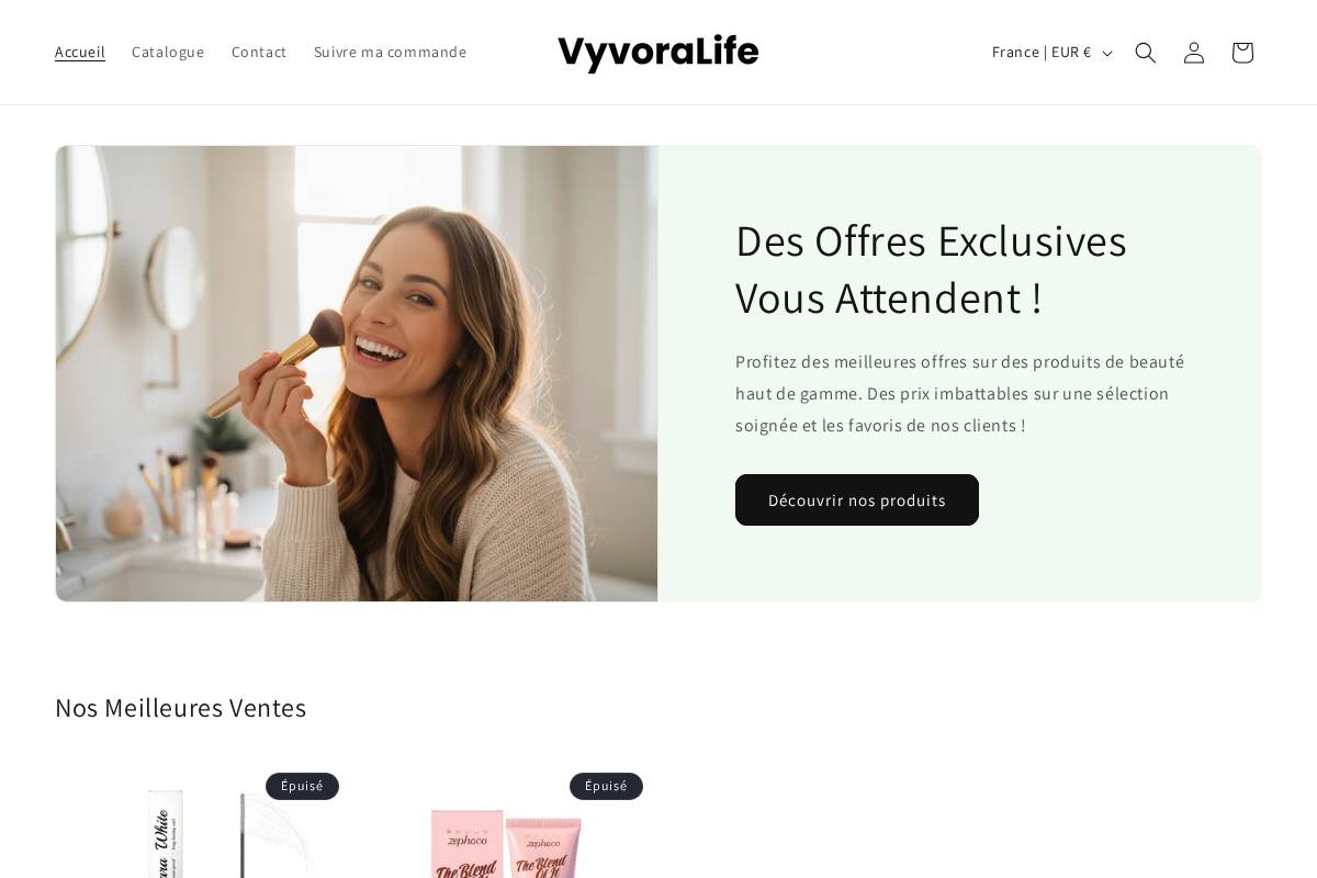 vyvoralife.com homepage screenshot
