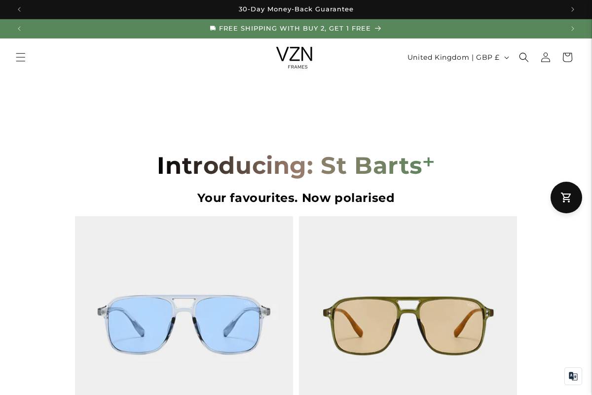 VZN Frames homepage screenshot