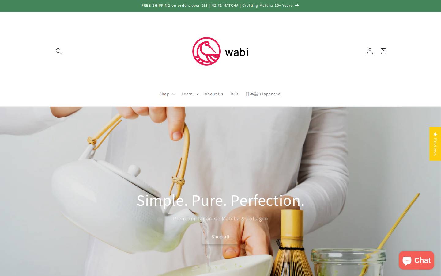 wabimatcha.co.nz homepage screenshot