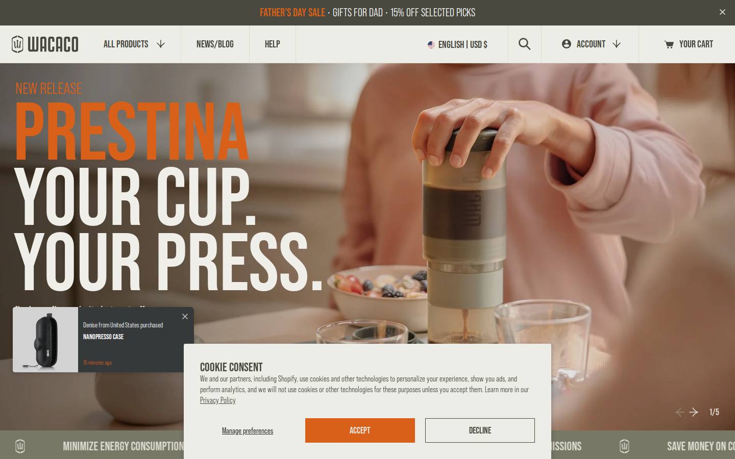 Wacaco-Minipresso homepage screenshot