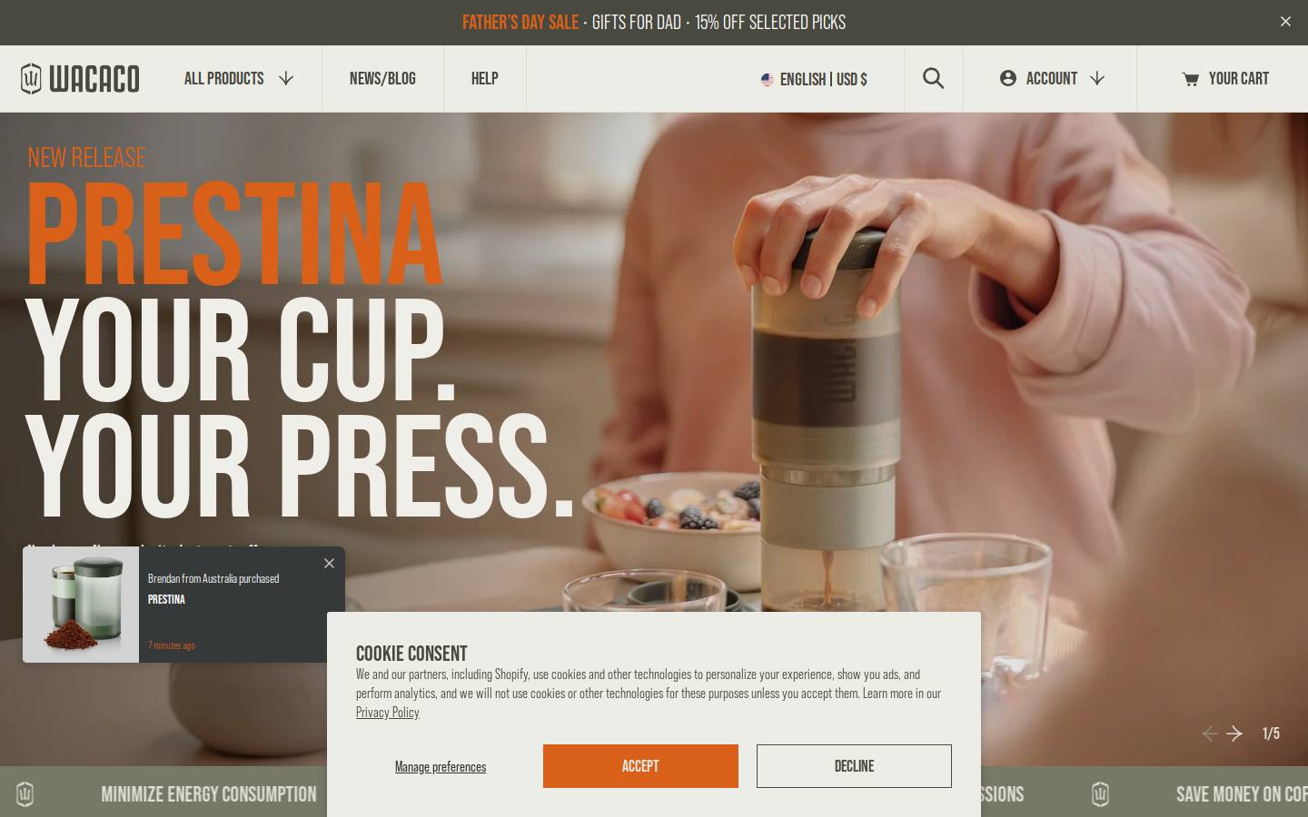 Wacaco-Minipresso homepage screenshot