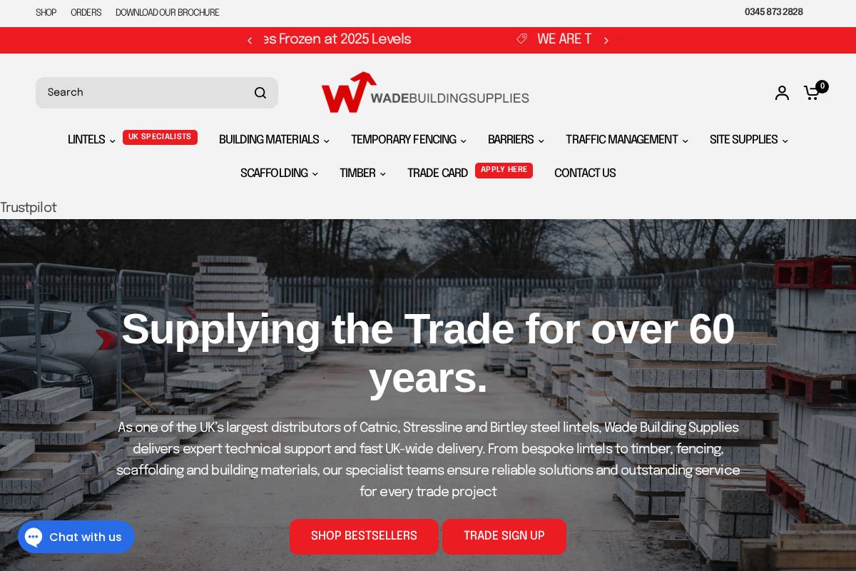 Wade Building Supplies  homepage screenshot