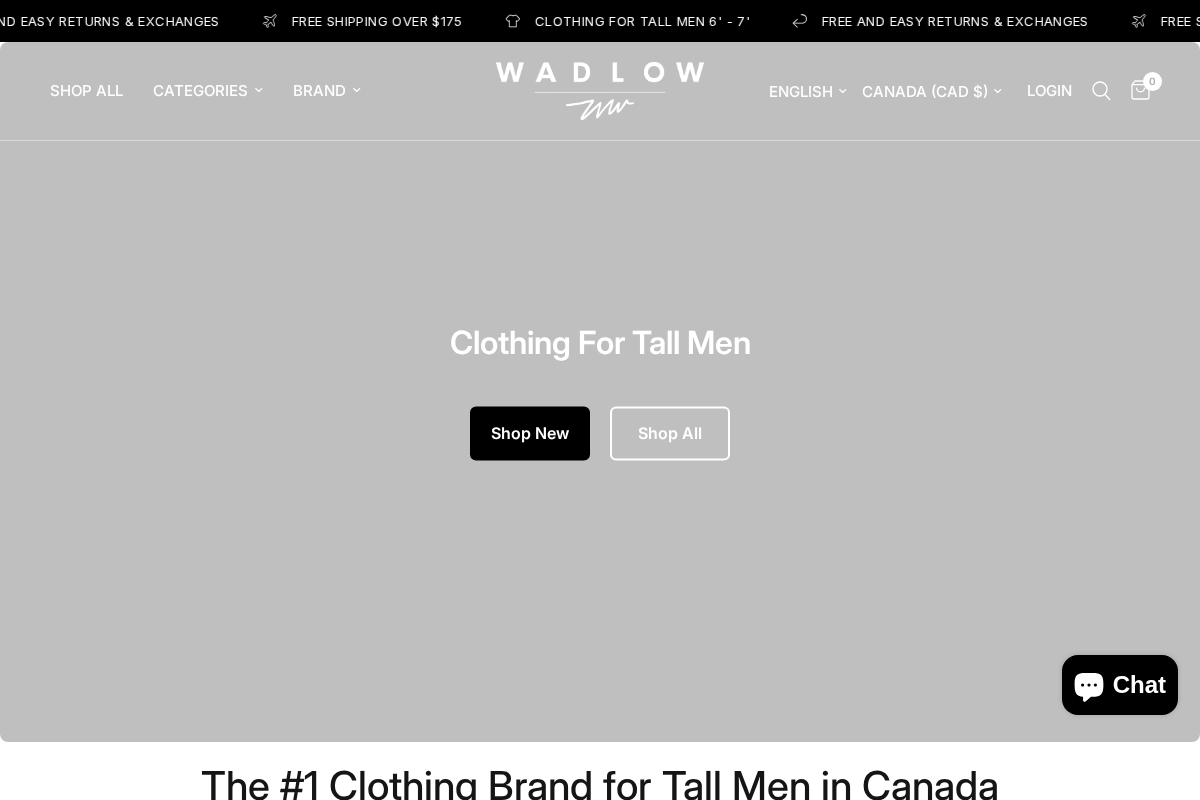 Wadlow Clothing homepage screenshot
