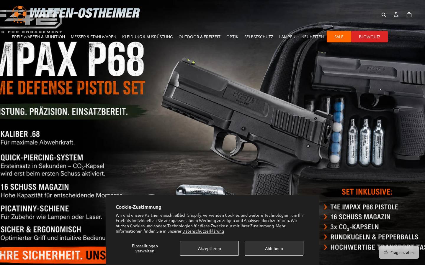 Waffen Ostheimer homepage screenshot